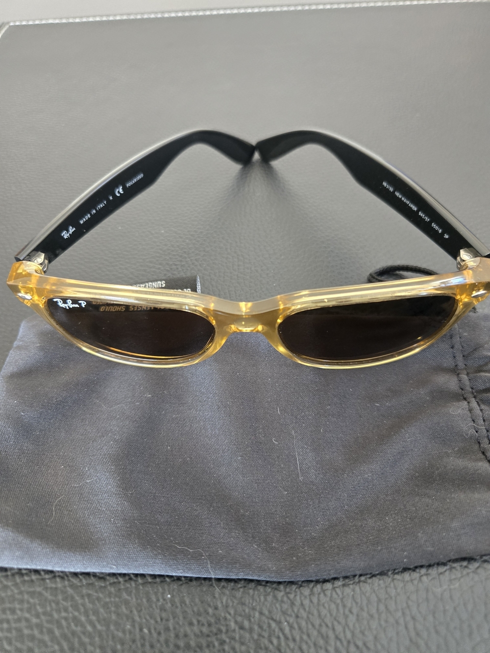 Ray-Ban Amber Transparent Frame Sunglasses with Dark Lenses